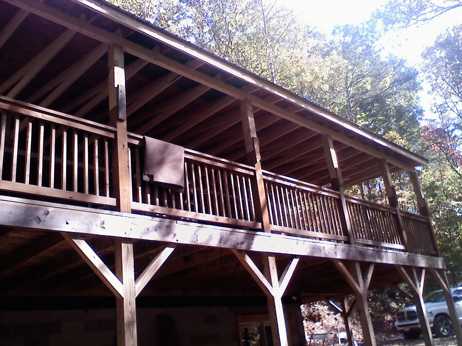 Timber framing under a new elevated porch and deck — Roof Leak Repair in Coffeen by Roofing Brothers